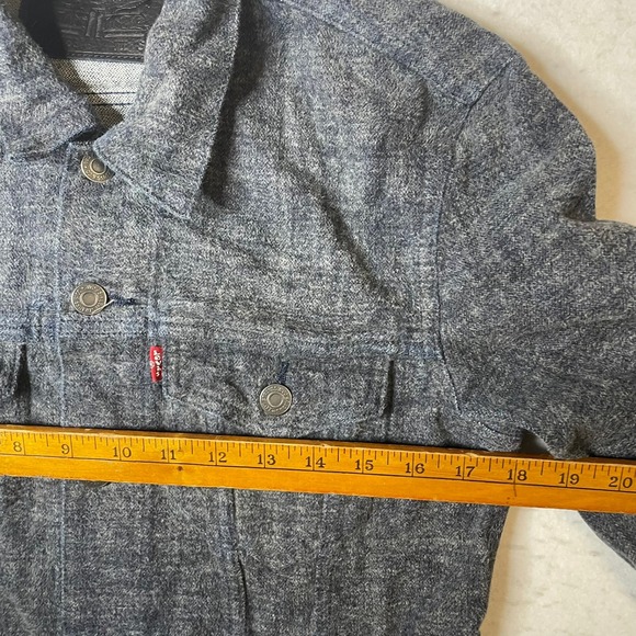 Levi Strauss Brushed Co Mens Size S Denim Jean Jacket Dark Wash Trucker Style - Picture 4 of 8